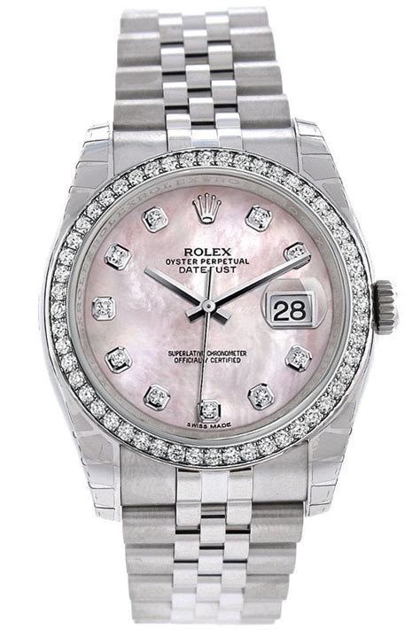 rolex with diamonds and mother of pearl|ladies datejust rolex diamond bezel.